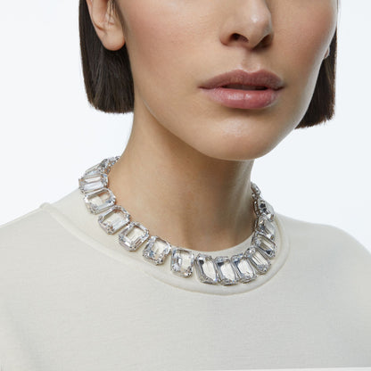 Collar Millenia Cristales talla octogonal, Blanco, Baño de rodio