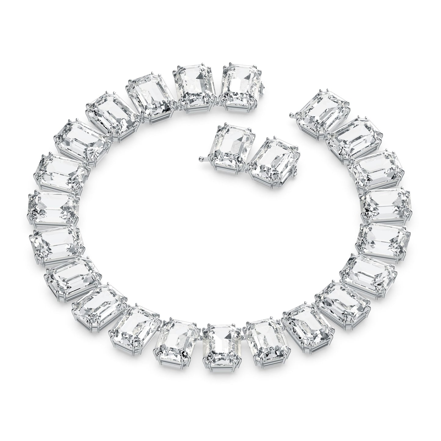 Collar Millenia Cristales talla octogonal, Blanco, Baño de rodio