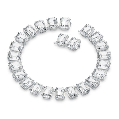 Collar Millenia Cristales talla octogonal, Blanco, Baño de rodio