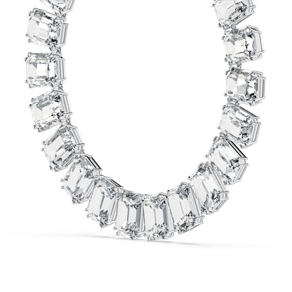 Collar Millenia Cristales talla octogonal, Blanco, Baño de rodio