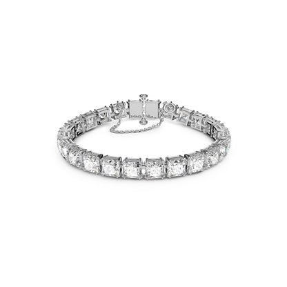 Pulsera Tennis Matrix Talla cuadrada, Pequeña, Blanca, Baño de rodio