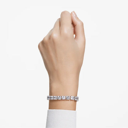 Pulsera Tennis Matrix Talla cuadrada, Pequeña, Blanca, Baño de rodio