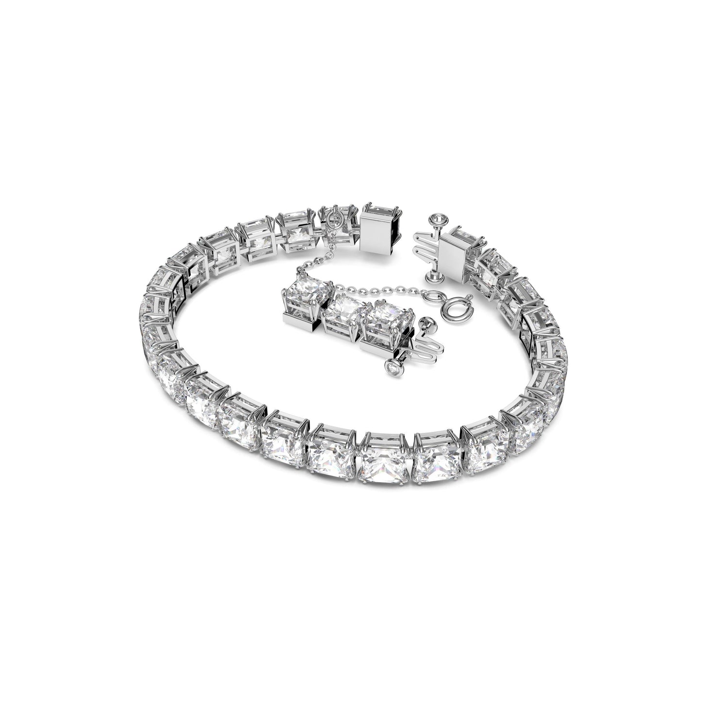 Pulsera Tennis Matrix Talla cuadrada, Pequeña, Blanca, Baño de rodio