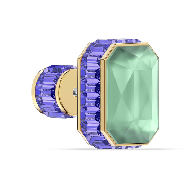 Pendiente Orbita, Individual, Cristal de talla octogonal, Multicolor, Baño tono oro