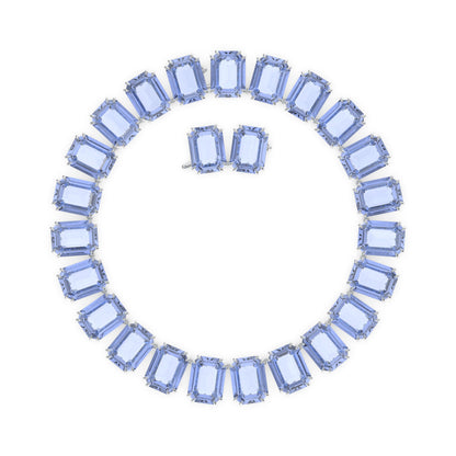 Collar Millenia, Cristales talla octagonal, Azul, Baño de rodio
