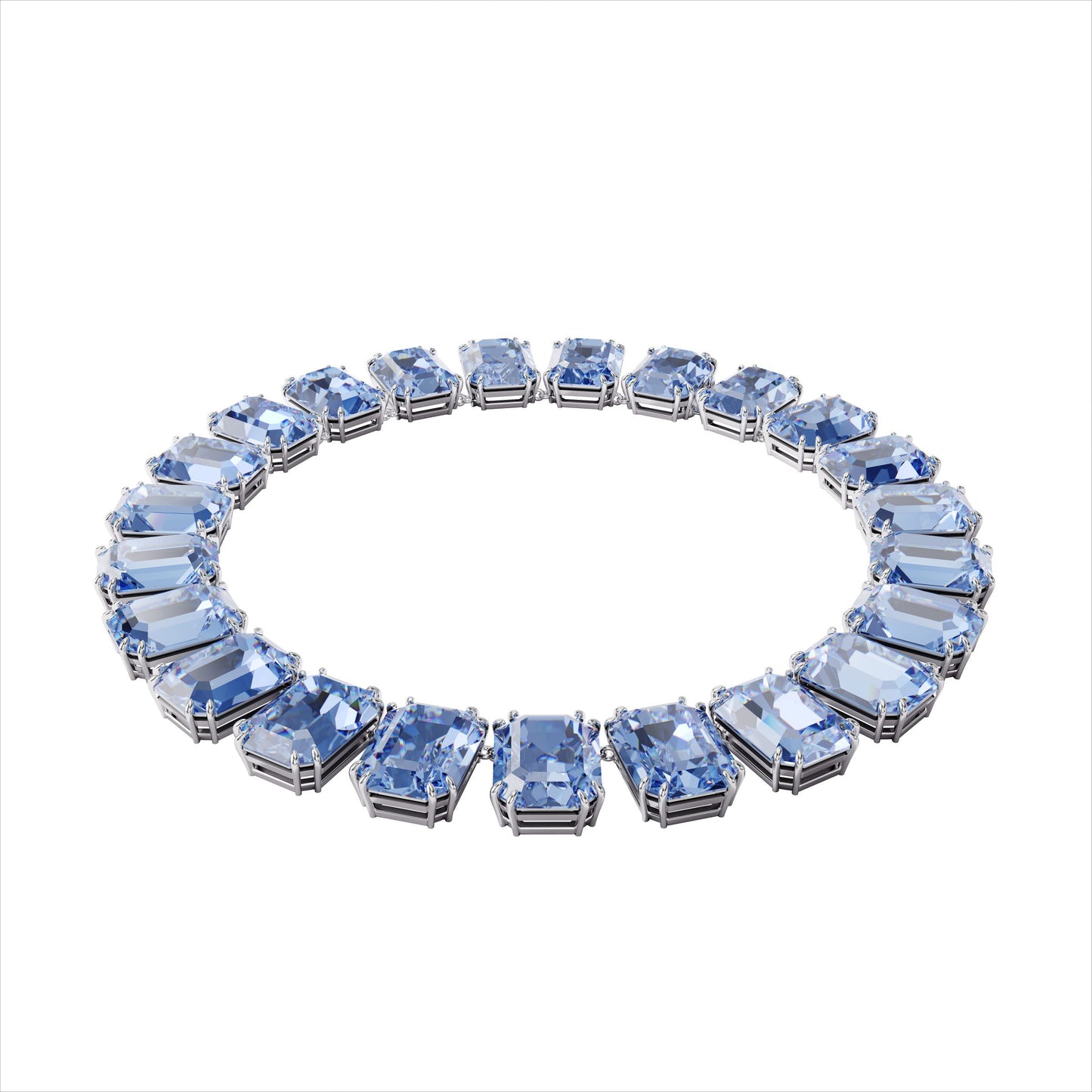 Collar Millenia, Cristales talla octagonal, Azul, Baño de rodio