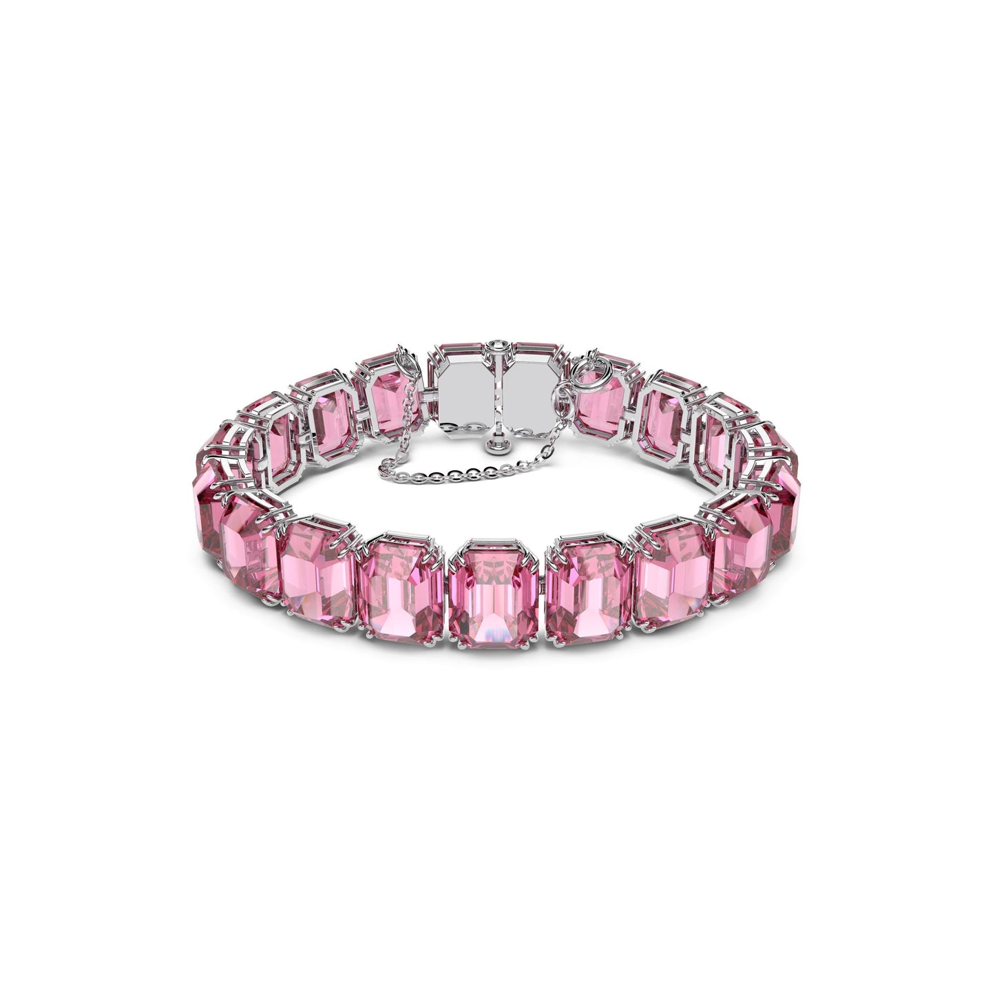 Pulsera Millenia, Cristales talla octogonal, Rosa, Baño de rodio