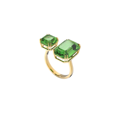 Anillo de cóctel Millenia Cristales talla octogonal, Verde, Baño tono oro