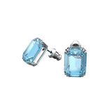 Pendientes de botón Millenia Cristales talla octogonal, Azul, Baño de rodio