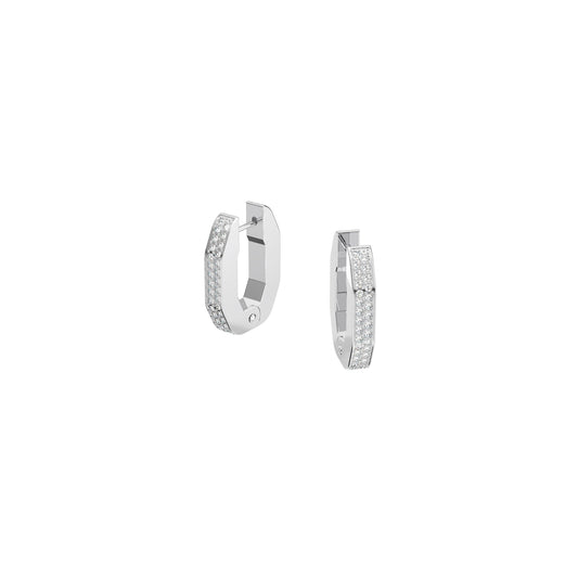 Pendientes de aro Dextera, Octogonal, Blanco