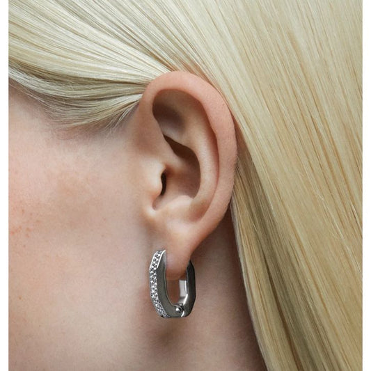 Pendientes de aro Dextera, Octogonal, Blanco