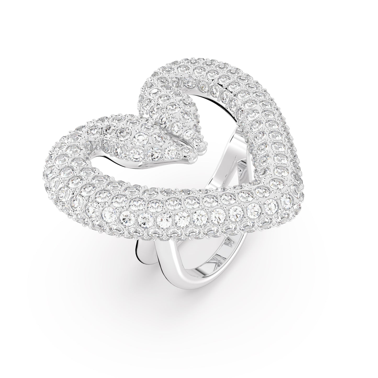 Anillo de cóctel Sublima, Corazón, Blanco, Baño de rodio