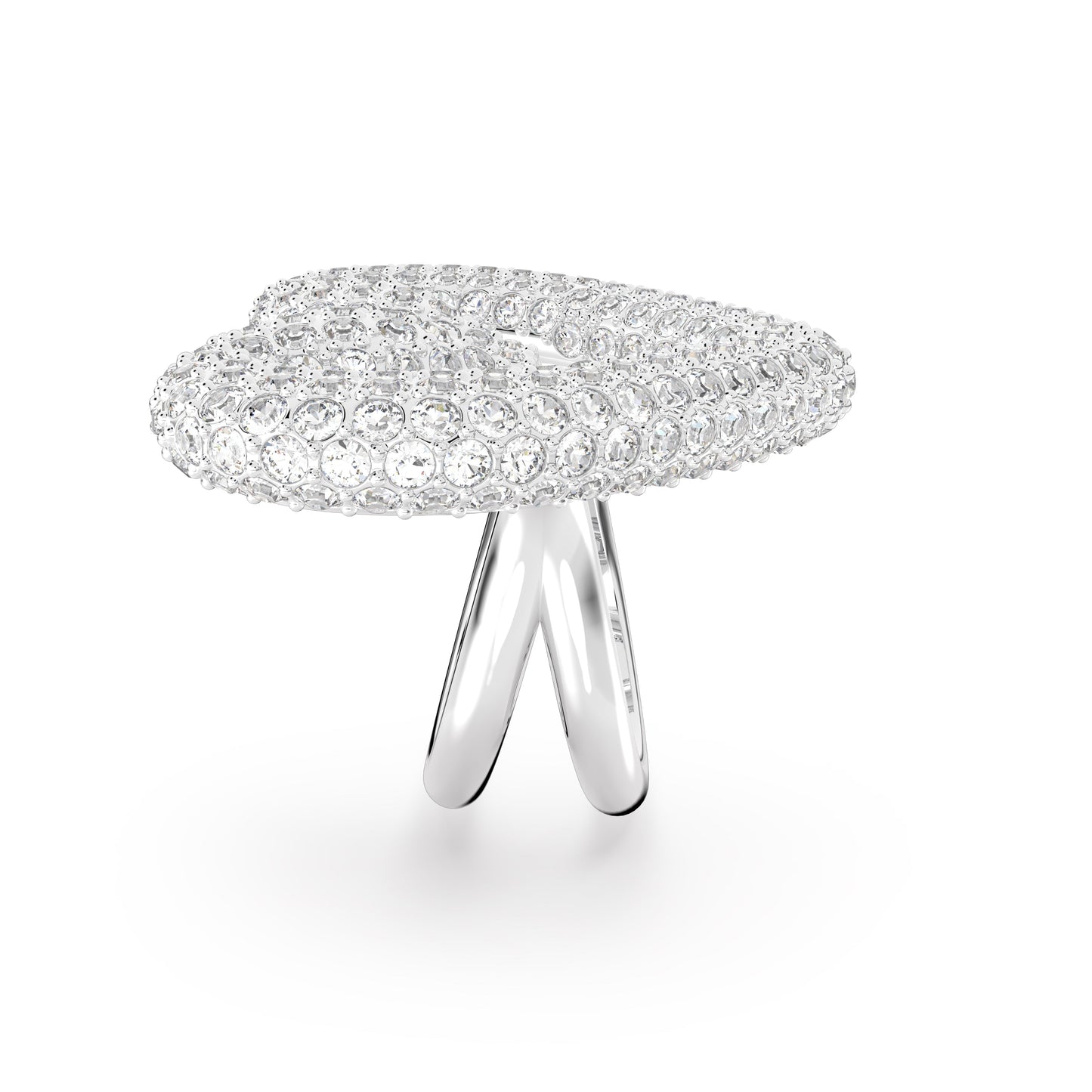 Anillo de cóctel Sublima, Corazón, Blanco, Baño de rodio