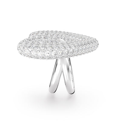 Anillo de cóctel Sublima, Corazón, Blanco, Baño de rodio