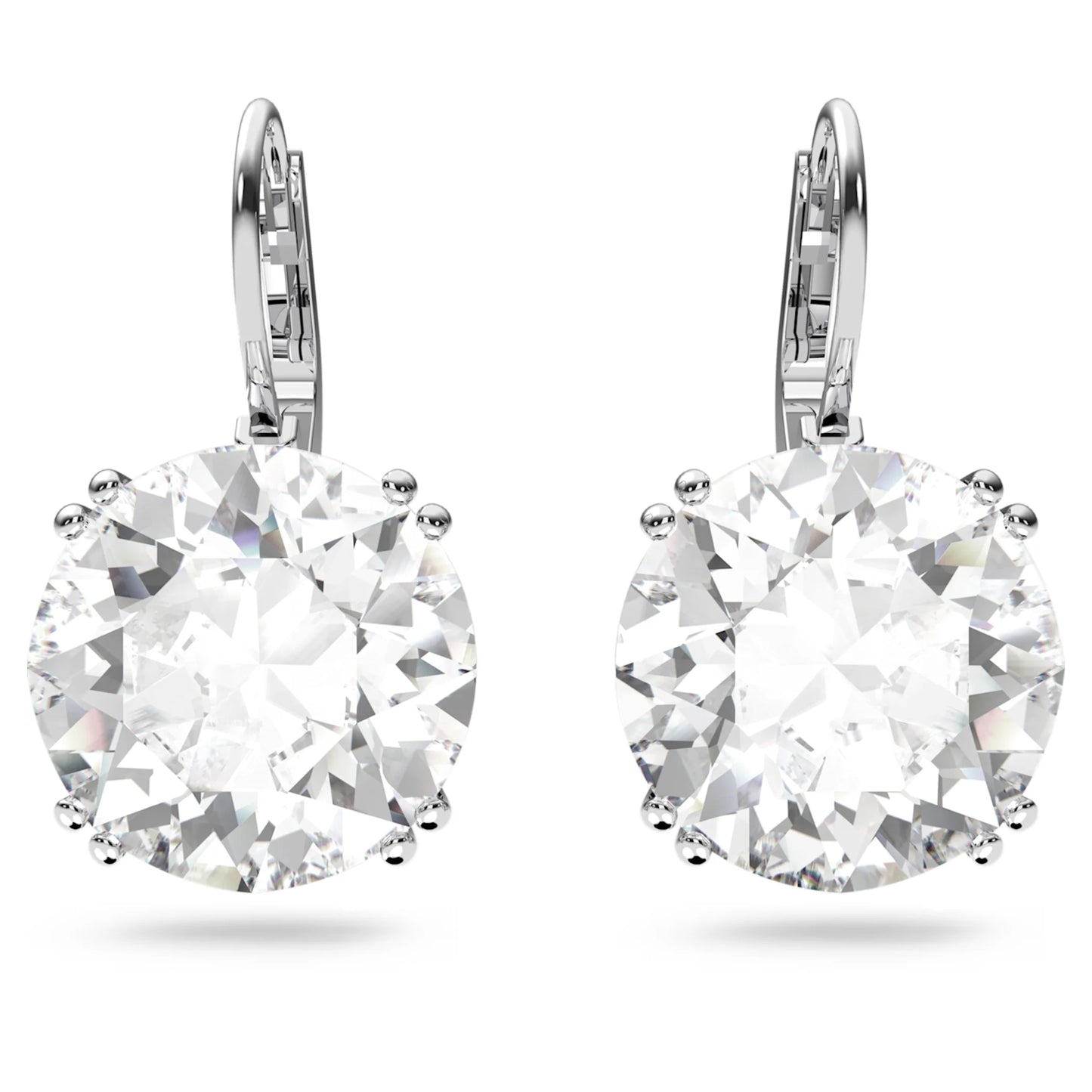 Pendientes Millenia Talla redonda, Blancos, Baño de rodio