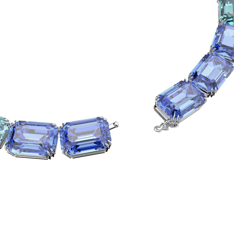 Collar Millenia, Cristales talla octogonal, Multicolor, Baño de rodio