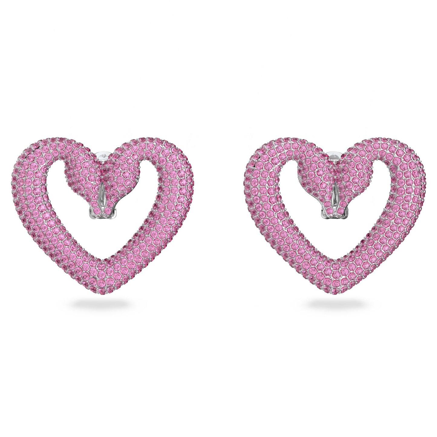 Pendientes de clip Sublima, Corazón, Medianos, Rosas, Baño de rodio