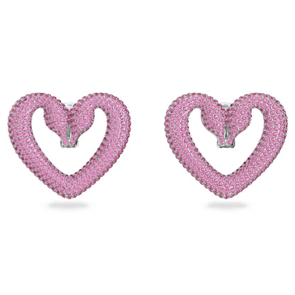 Pendientes de clip Sublima, Corazón, Medianos, Rosas, Baño de rodio