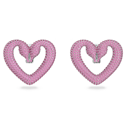 Pendientes de clip Sublima, Corazón, Medianos, Rosas, Baño de rodio