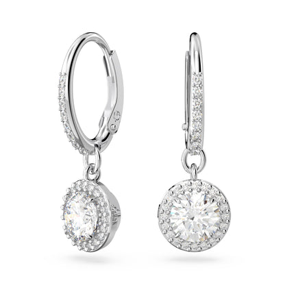 Pendientes Constella, Talla redonda, Pavé, Blancos, Baño de rodio