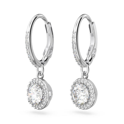 Pendientes Constella, Talla redonda, Pavé, Blancos, Baño de rodio