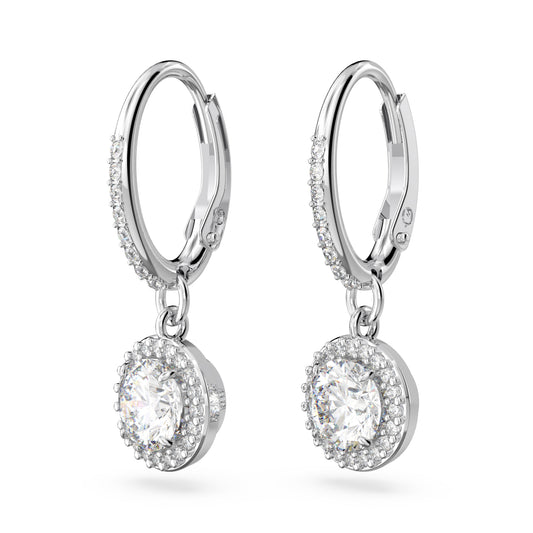 Pendientes Constella, Talla redonda, Pavé, Blancos, Baño de rodio