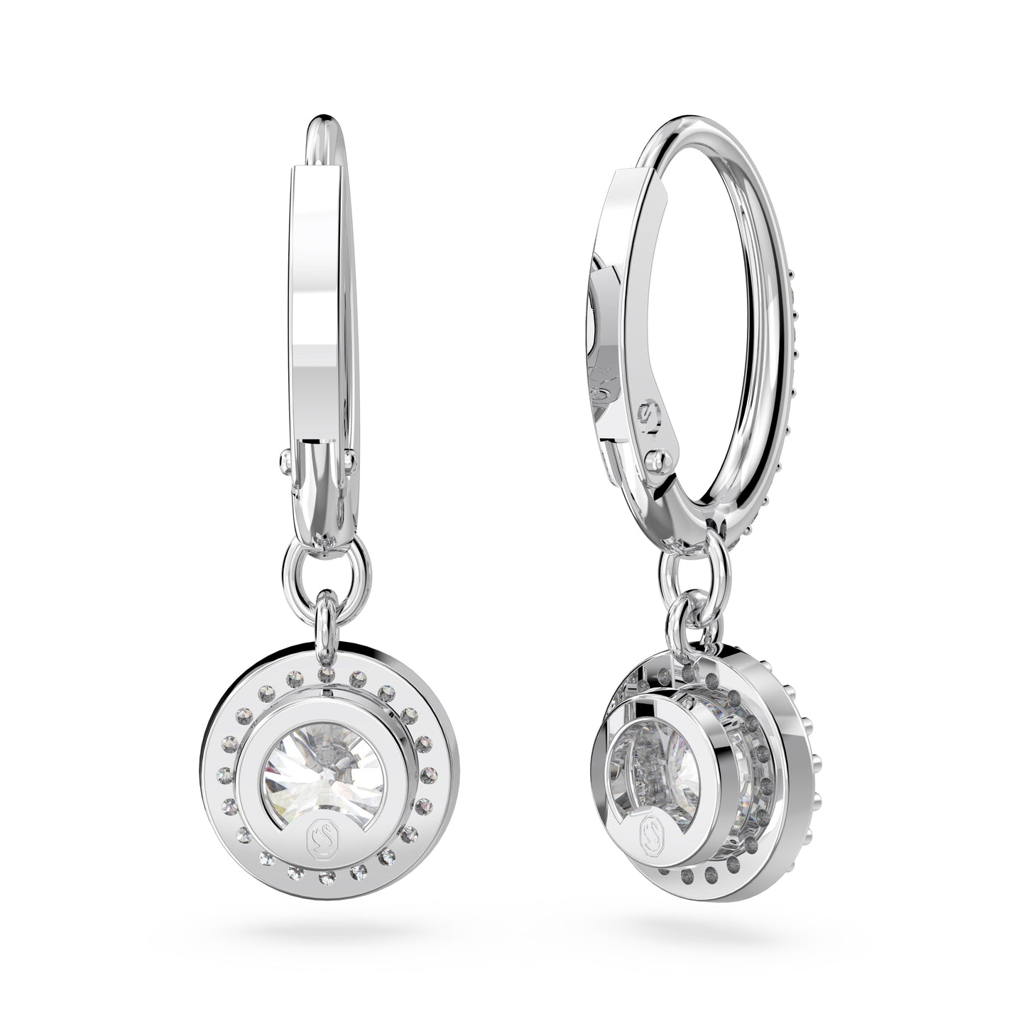 Pendientes Constella, Talla redonda, Pavé, Blancos, Baño de rodio