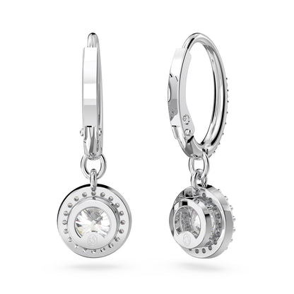 Pendientes Constella, Talla redonda, Pavé, Blancos, Baño de rodio