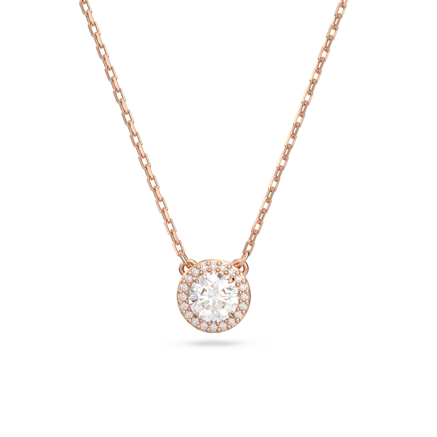 Colgante Constella, Talla redonda, Pavé, Blanco, Baño tono oro rosa
