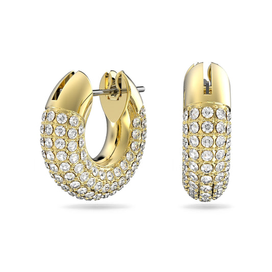 Pendientes de aro Dextera, Pavé, Blancos, Baño tono oro