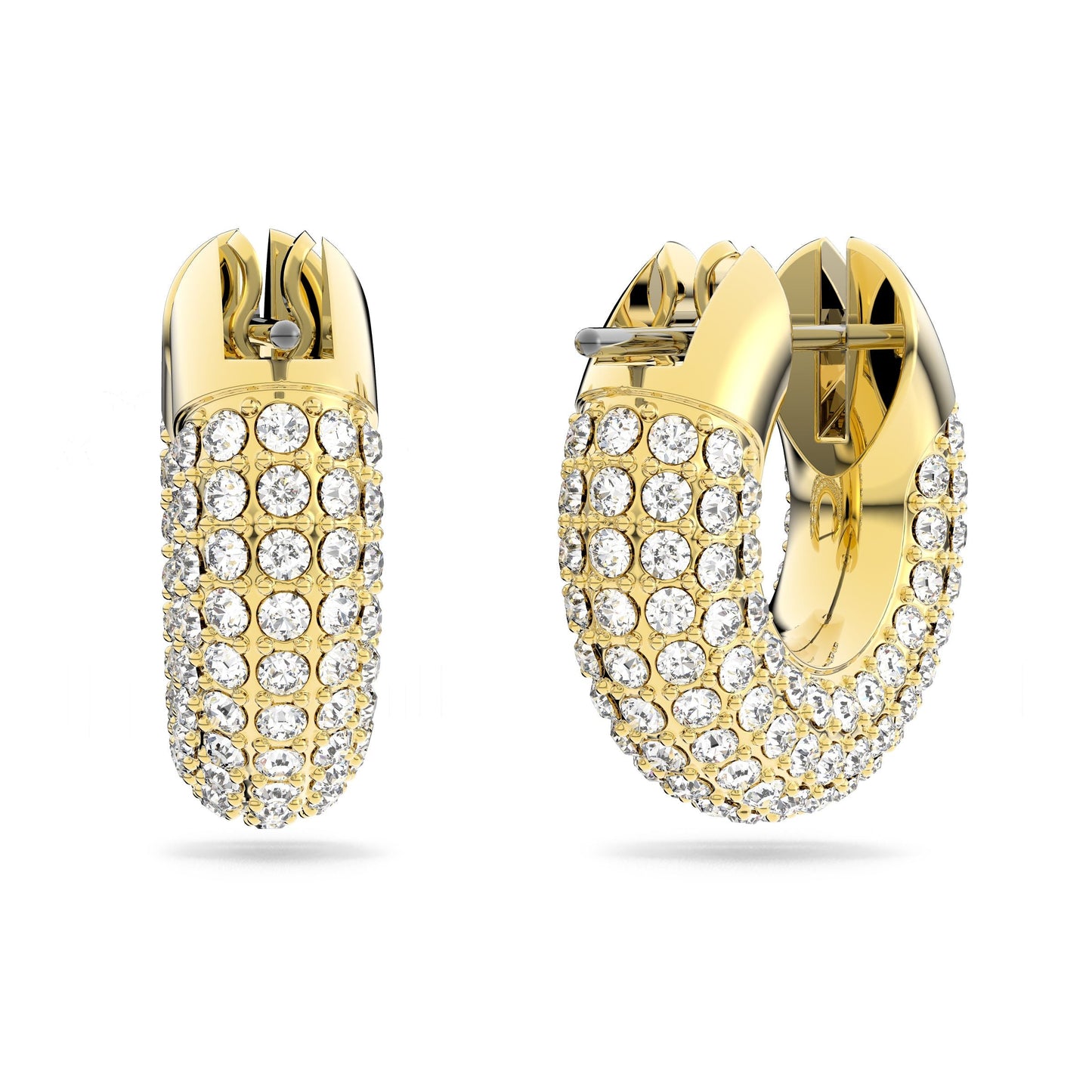 Pendientes de aro Dextera, Pavé, Blancos, Baño tono oro