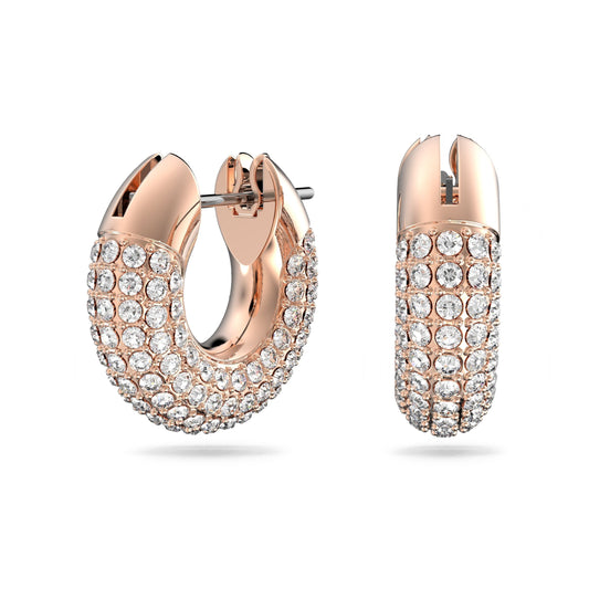 Pendientes de aro Dextera, Pavé, Blancos, Baño tono oro rosa
