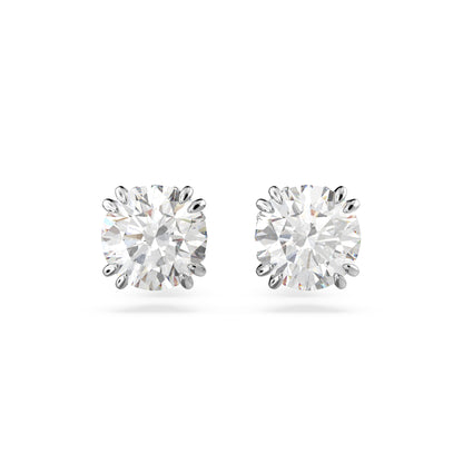 Pendientes de botón Stilla, Talla redonda, Blancos, Baño de rodio