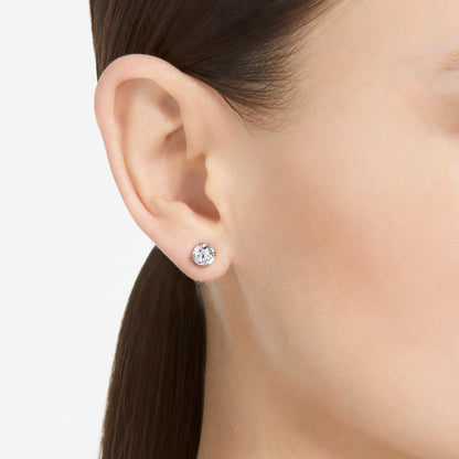 Pendientes de botón Stilla, Talla redonda, Blancos, Baño de rodio