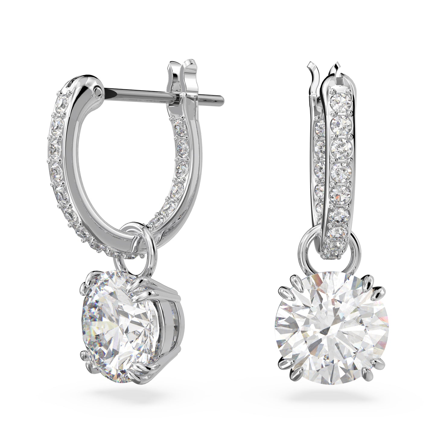 Pendientes Stilla, Talla redonda, Blancos, Baño de rodio