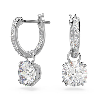 Pendientes Stilla, Talla redonda, Blancos, Baño de rodio