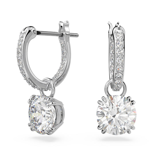 Pendientes Stilla, Talla redonda, Blancos, Baño de rodio