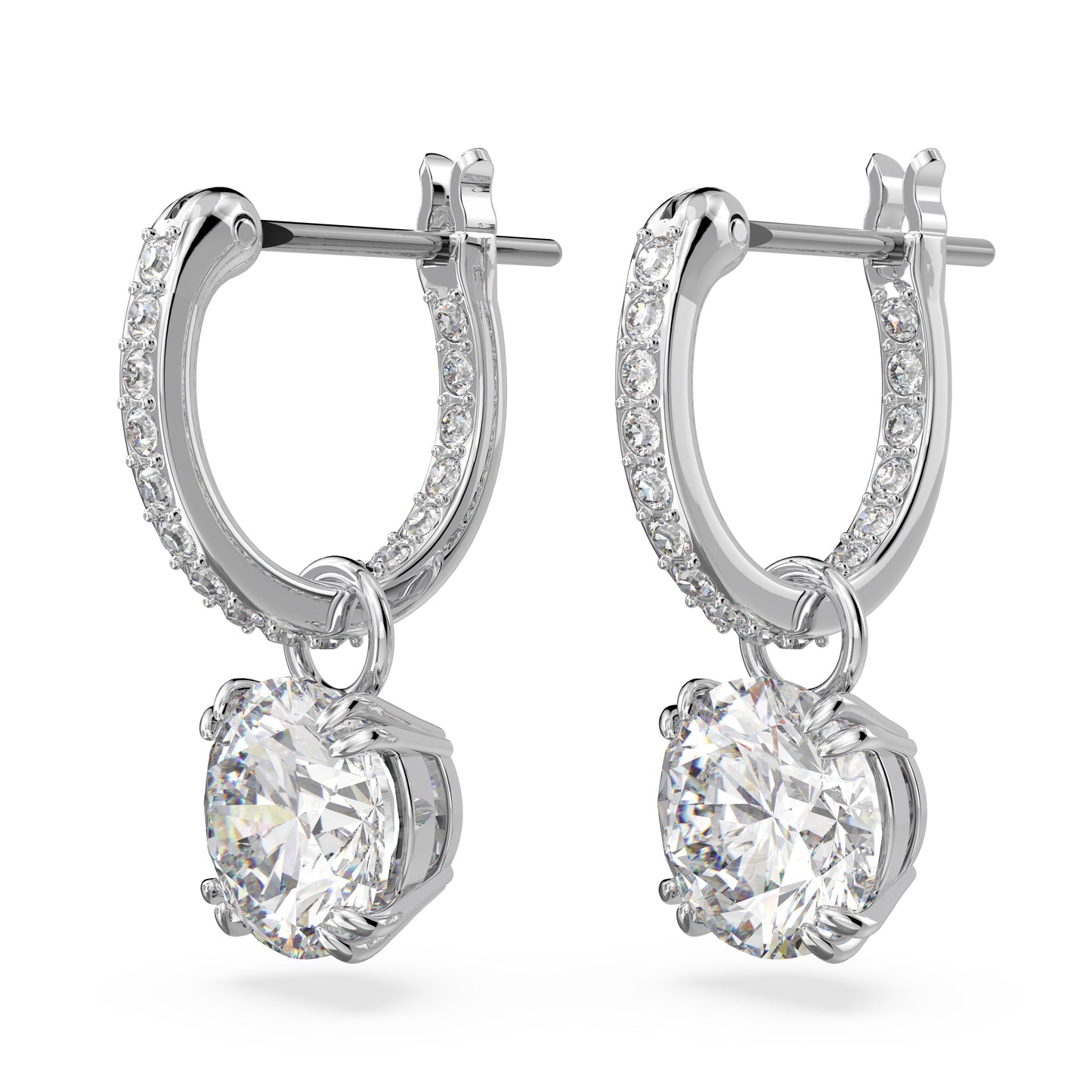 Pendientes Stilla, Talla redonda, Blancos, Baño de rodio