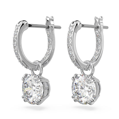 Pendientes Stilla, Talla redonda, Blancos, Baño de rodio