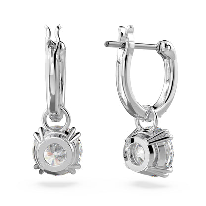 Pendientes Stilla, Talla redonda, Blancos, Baño de rodio