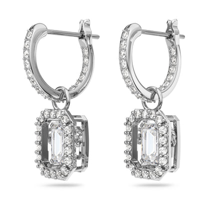 Pendientes Una Talla octogonal, Blancos, Baño de rodio