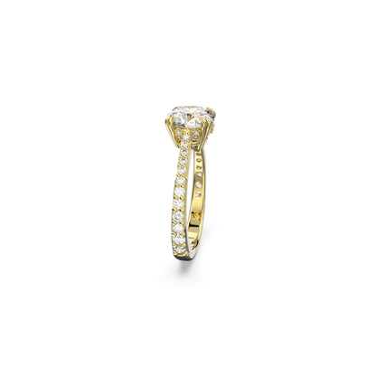 Anillo de cóctel Stilla, Talla princesa, Pavé, Blanco, Baño tono oro