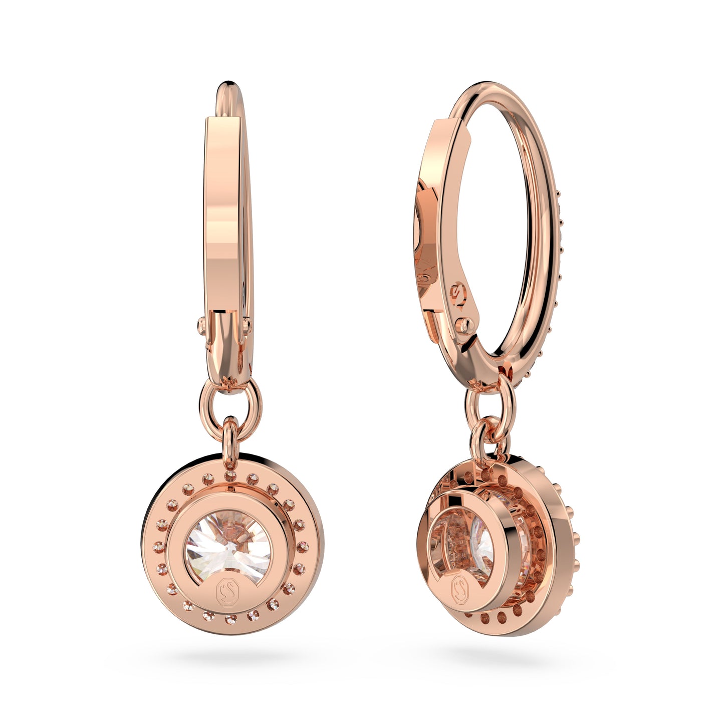 Pendientes Constella, Talla redonda, Pavé, Blancos, Baño tono oro rosa