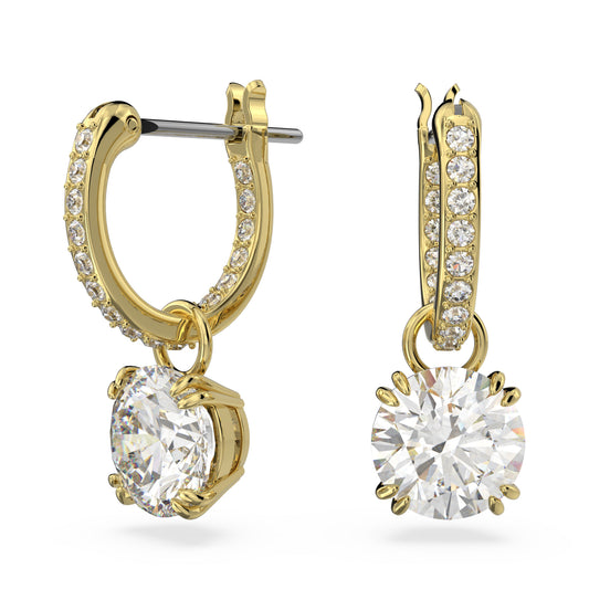 Pendientes Stilla, Talla redonda, Blancos, Baño tono oro