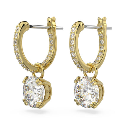 Pendientes Stilla, Talla redonda, Blancos, Baño tono oro