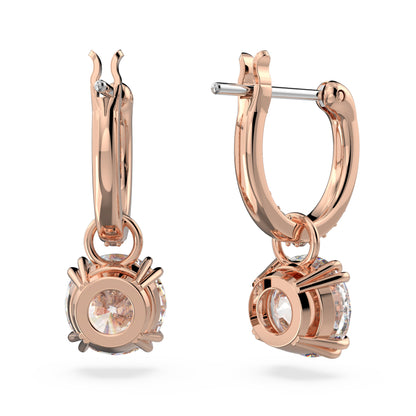 Pendientes Stilla, Talla redonda, Blancos, Baño tono oro rosa