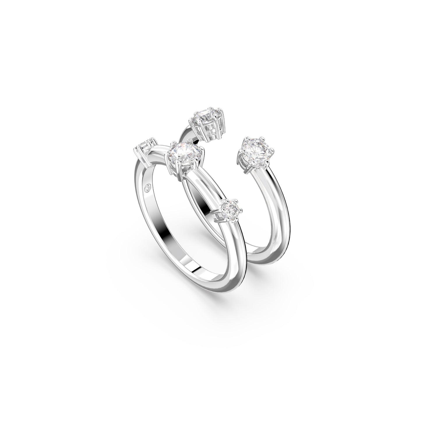 Anillo Constella, Conjunto (2), Talla redonda, Blanco, Baño de rodio