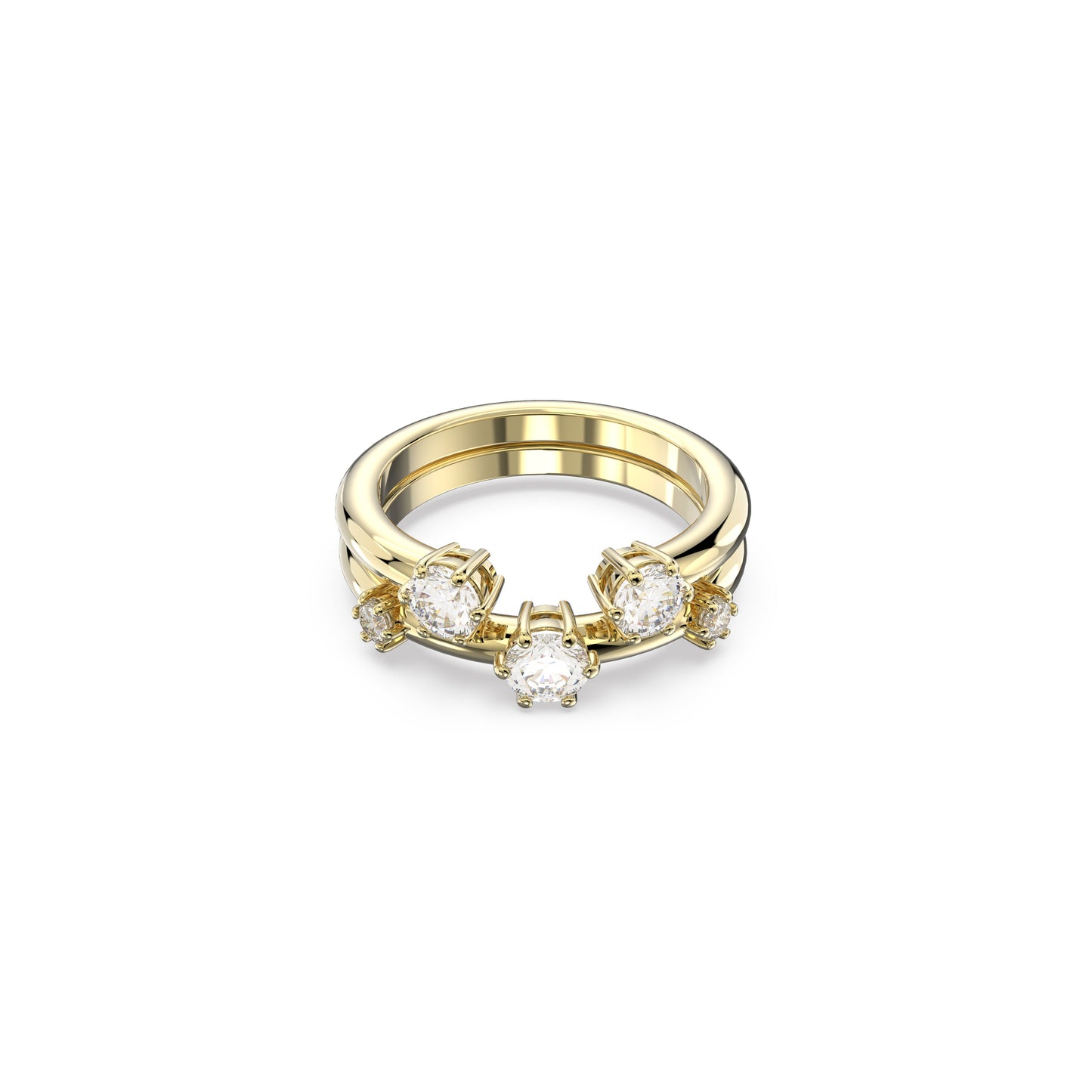 Anillo Constella, Conjunto (2), Talla redonda, Blanco, Baño tono oro