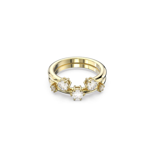 Anillo Constella, Conjunto (2), Talla redonda, Blanco, Baño tono oro
