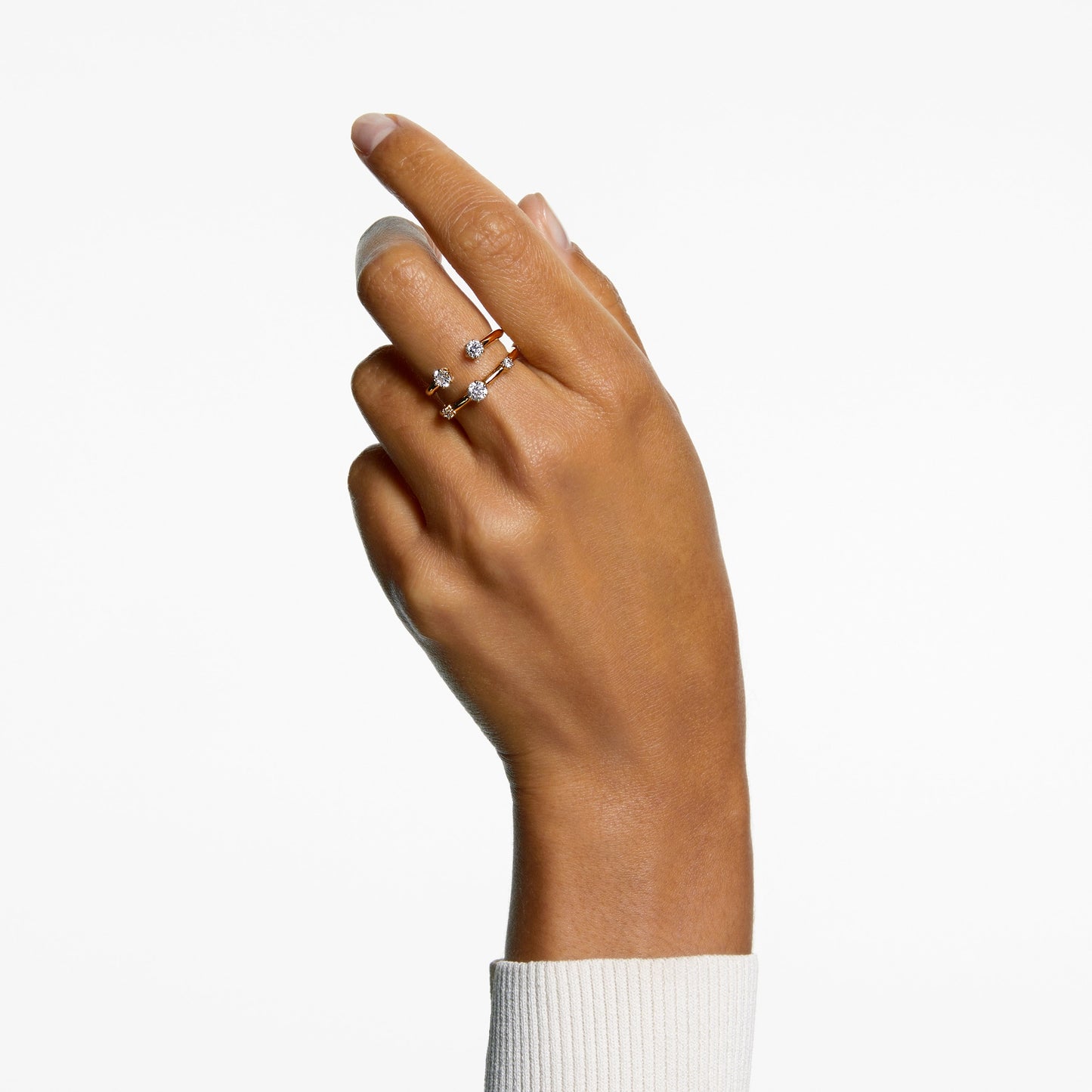 Anillo Constella, Conjunto (2), Talla redonda, Blanco, Baño tono oro